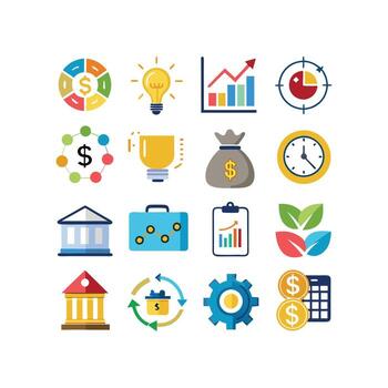 Business and Finance Icon Set Collection for Documents, Websites and Applications vector