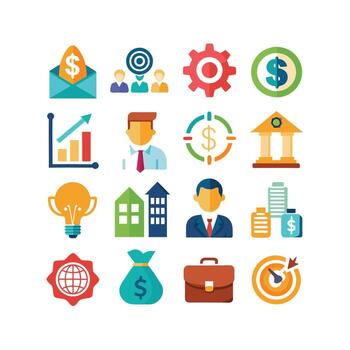 negocio y Finanzas icono conjunto colección para documentos, sitios web y aplicaciones vector