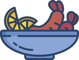 Ceviche linear color illustration vector