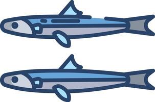 Anchovy linear color illustration vector