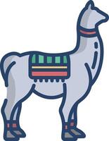 Llama linear color illustration vector