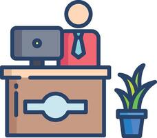 Receptionist linear color illustration vector
