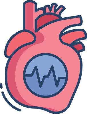 heart disease linear color illustration