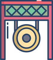 Gong linear color illustration vector