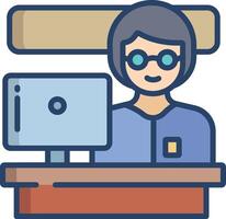 Information desk linear color illustration vector