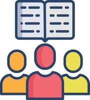 Community Students linear color illustration vector