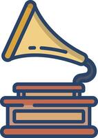 Gramophone linear color illustration vector