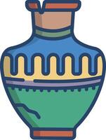 Ancient jar linear color illustration vector