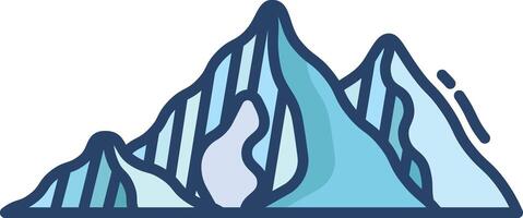 snow mountain linear color illustration vector