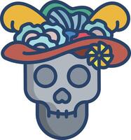 Catrina linear color illustration vector