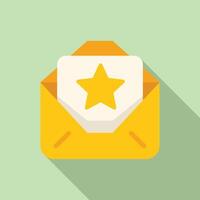 Golden star is appearing from an open envelope, illustrating receiving positive feedback vector