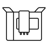 Open box containing electronic device with wires vector