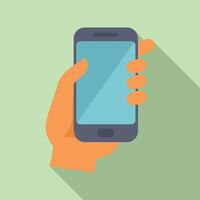 Hand holding smartphone with app vector