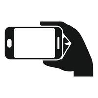 Hand holding smartphone taking picture vector