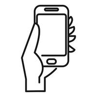 Hand holding a smartphone with vibration graphic coming from the side vector