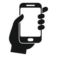 Hand holding smartphone with pop socket grip vector