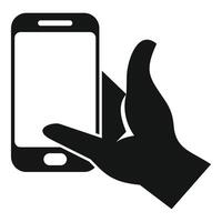Hand holding smartphone browsing internet icon vector