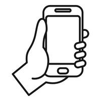 Hand holding a smartphone, using their fingers for support vector
