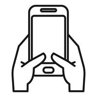 Pair of hands holding a smartphone vertically, potentially gaming, texting, or browsing vector