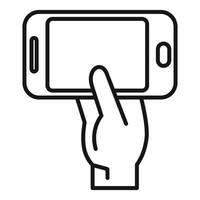 Hand is using a mobile phone for communication vector