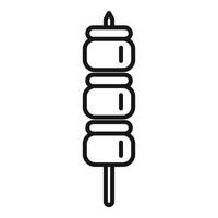 Simple, bold line icon of a skewer with three grilled marshmallows vector