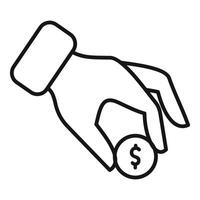 Hand picking up a coin representing making money vector