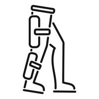 Patient using leg support braces while walking vector