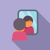 Man looking in mirror at reflection vector