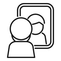 Narcissist looking at own reflection vector