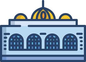 Mosque linear color illustration vector