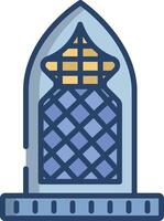 Temple window linear color illustration vector