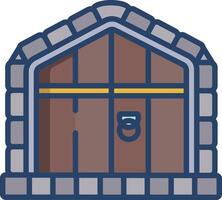 Fort door linear color illustration vector