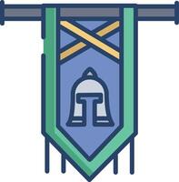 Knight flag linear color illustration vector