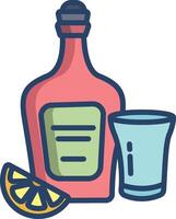 Tequila drinks linear color illustration vector