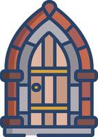 Castle door round linear color illustration vector