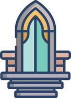 Temple door linear color illustration vector