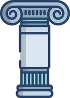 Ionic pillar linear color illustration vector