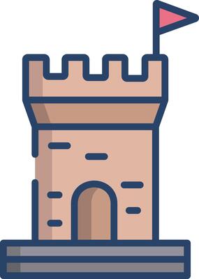 Tower linear color illustration