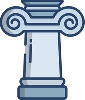 Ionic greek pillar linear color illustration vector