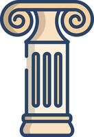 Ionic pillar linear color illustration vector