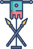 Spear and flag linear color illustration vector