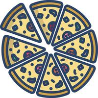 Pizza linear color illustration vector