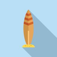 Enjoying a relaxing day at the beach with a surfboard standing in the sand vector