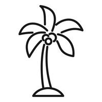 Simple line art illustration of a coconut palm tree growing on a small island vector
