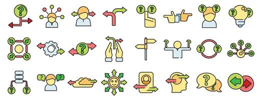 Ambiguity icons set color line vector