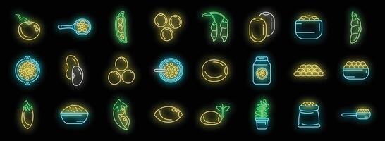 Lentil icons set neon vector