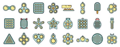 Antistress toy icons set color line vector