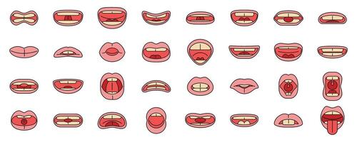 Articulation icons set color line vector