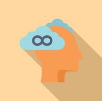 Graphic depicting a human head silhouette with cloud and binoculars, symbolizing vision and innovation vector