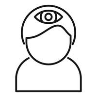 Line art icon of a person with a symbolic third eye on the forehead, representing insight and enlightenment vector